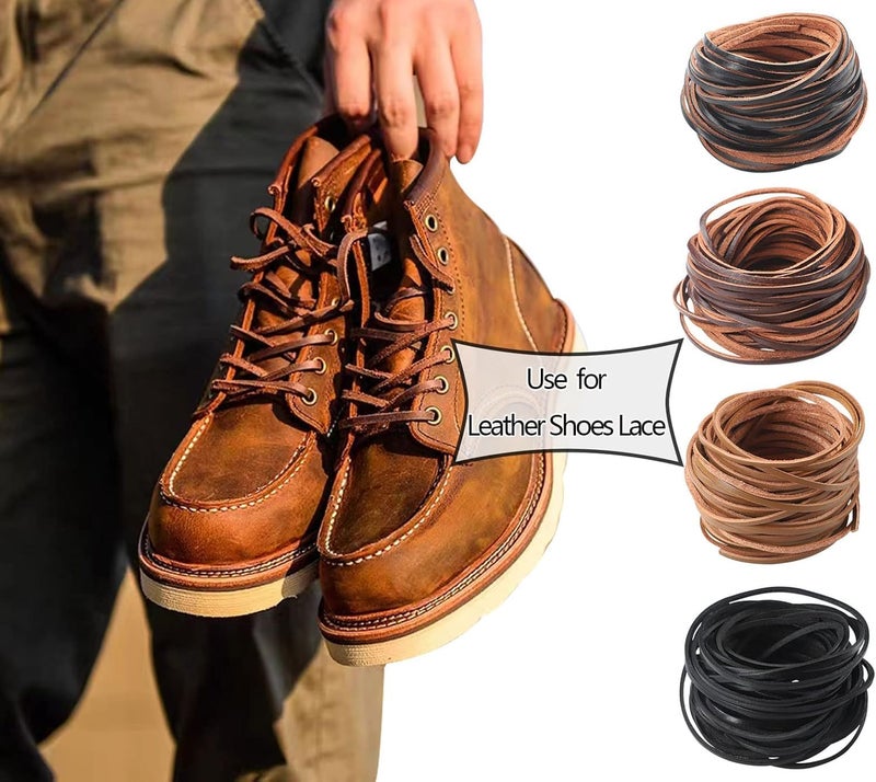 Asweir 10 Yards Flat Genuine Leather Cord, Leather Strap, 4mm Leather Strips, Suitable for Weaving, Braiding, Footwear, Jewelry Making, and Crafts (Includes 1 lace Needle) (Brown) - Image 2